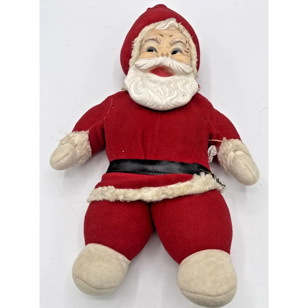 Vintage Rushton Co Rubber Face & Beard Santa Claus Plush Figure/Doll 14”
